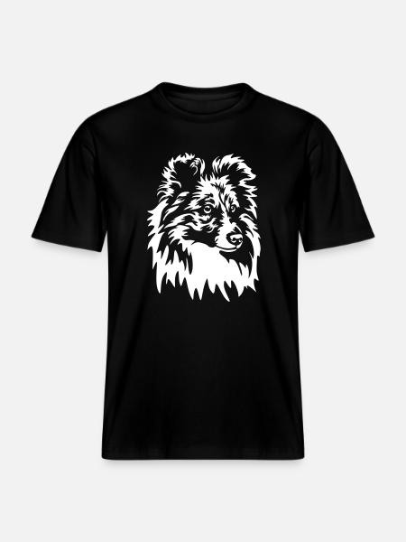 Sheltie Head "Black Edition" - RELAXED FIT Unisex Organic T-Shirt - black