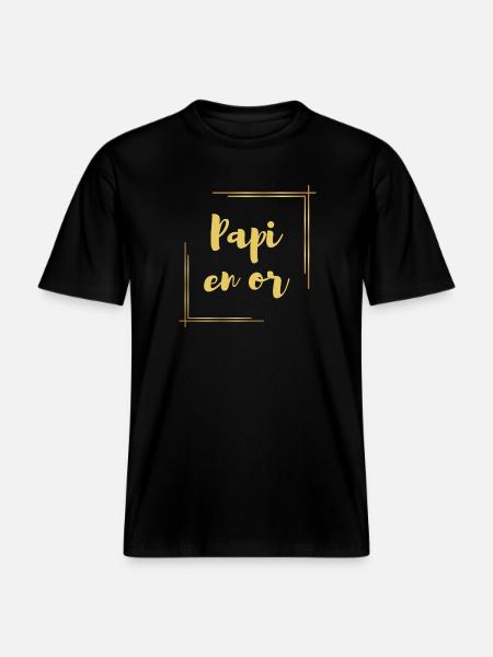 PAPI EN OR - T-shirt unisexe RELAXED FIT en coton bio - noir