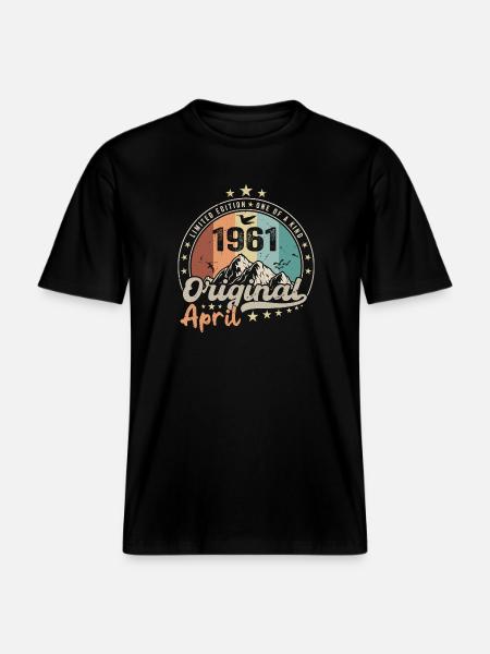 1961 April 1961 Födelsedag April 1961 April -  Unisex ekologisk T-shirt med avslappnad passform - svart