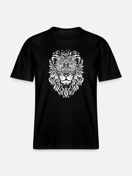 Fiery lion head tattoo design -  RELAXED FIT Unisex Organic T-Shirt - black