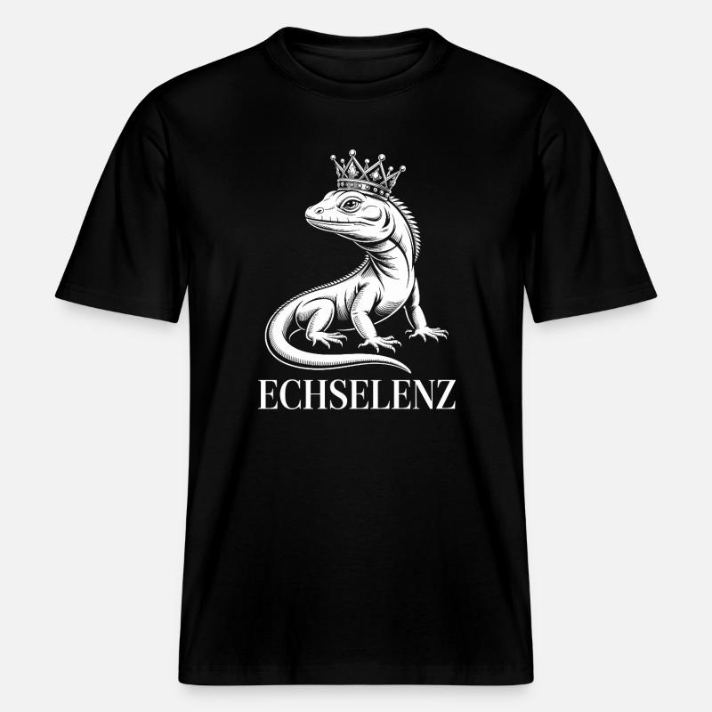 Echselenz Lustige Echse -  RELAXED FIT Unisex Organic T-Shirt - Schwarz
