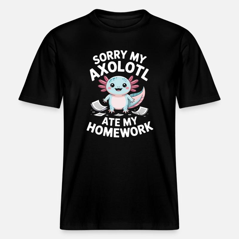 Axolotl a mangé mes devoirs - T-shirt unisexe RELAXED FIT en coton bio - noir