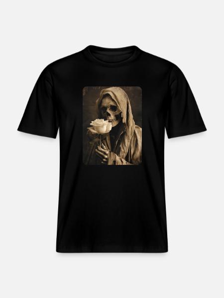 Death with a white rose -  RELAXED FIT Unisex Organic T-Shirt - black