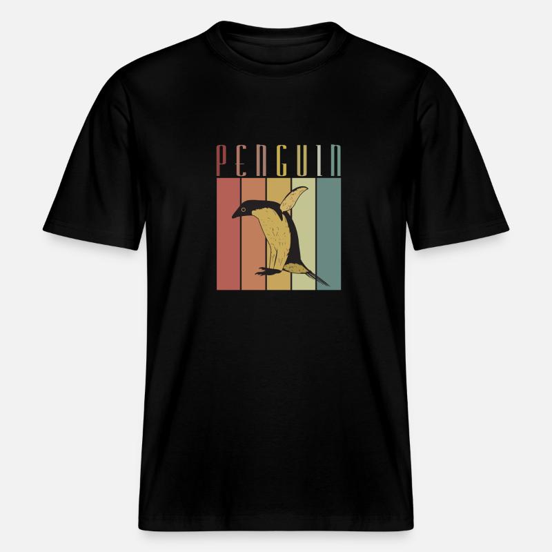 Pinguin Oldshool Geschenk Idee -  RELAXED FIT Unisex Organic T-Shirt - Schwarz