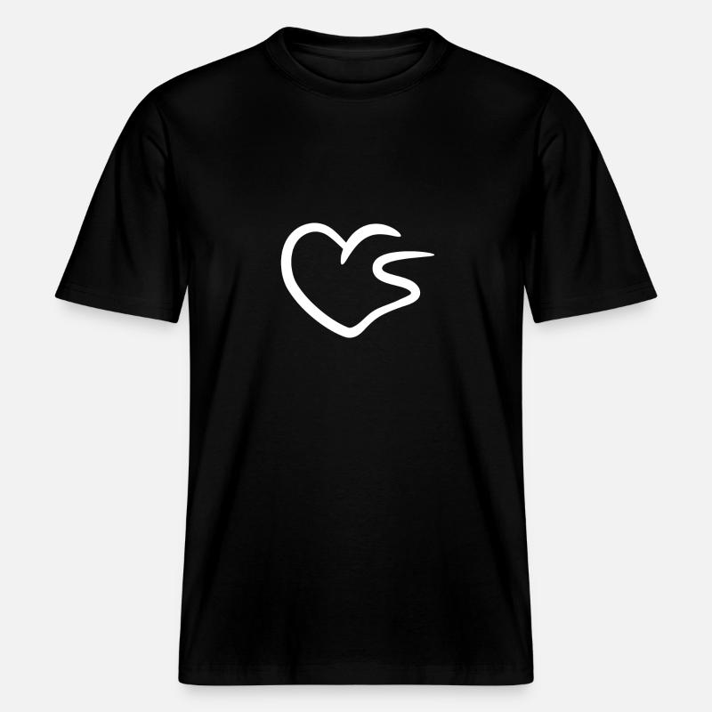 Lettre initiale du coeur S - T-shirt unisexe RELAXED FIT en coton bio - noir