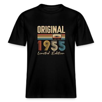 Anniversaire 70 Ans Original 1955 Cadeau Fête -  T-shirt unisexe RELAXED FIT en coton bio - noir - Devant - Alina (178cm) & Michal (187cm)