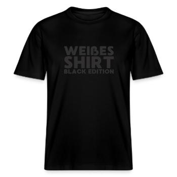 Weißes Shirt Black Edition -  RELAXED FIT Unisex Organic T-Shirt - Schwarz - Vorne - Alina (178cm) & Michal (187cm)