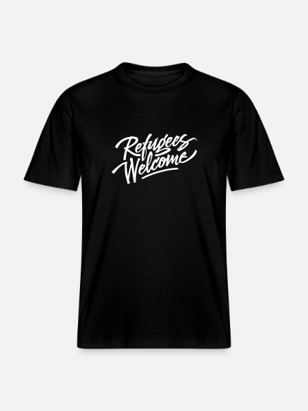 Refugees Welcome T-Shirt - RELAXED FIT Unisex Organic T-Shirt - black