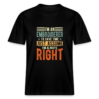 Sticker -  RELAXED FIT Unisex Organic T-Shirt - Schwarz - Vorne - Alina (178cm) & Michal (187cm)