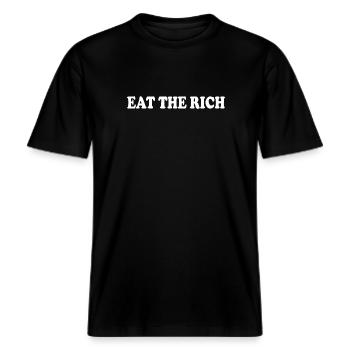 Eat the rich -  RELAXED FIT Unisex Organic T-Shirt - Schwarz - Vorne - Alina (178cm) & Michal (187cm)
