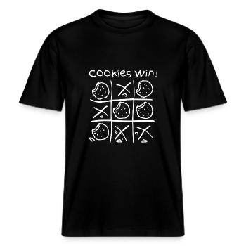 boardgame chess backgammon game night -  RELAXED FIT Unisex Organic T-Shirt - Schwarz - Vorne - Alina (178cm) & Michal (187cm)