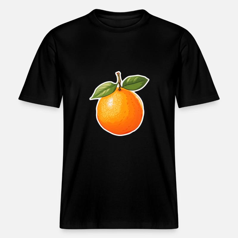 Orange oder Apfelsine -  RELAXED FIT Unisex Organic T-Shirt - Schwarz