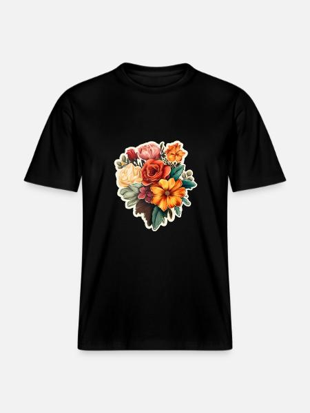 Blumenstrauß bunt -  RELAXED FIT Unisex Organic T-Shirt - Schwarz