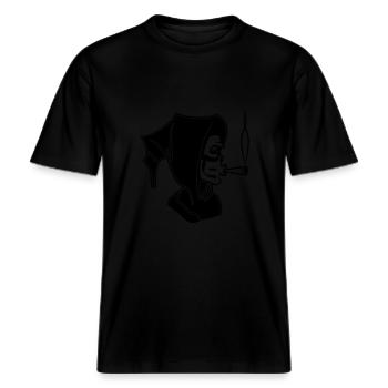Der Tod kapuze kiffen joint -  RELAXED FIT Unisex Organic T-Shirt - Schwarz - Vorne - Alina (178cm) & Michal (187cm)