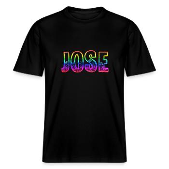 jose rs regenbogen -  RELAXED FIT Unisex Organic T-Shirt - Schwarz - Vorne - Alina (178cm) & Michal (187cm)