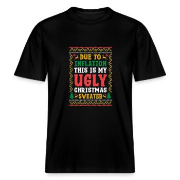 hässliche Weihnachtspullover - Inflation -  RELAXED FIT Unisex Organic T-Shirt - Schwarz - Vorne - Alina (178cm) & Michal (187cm)