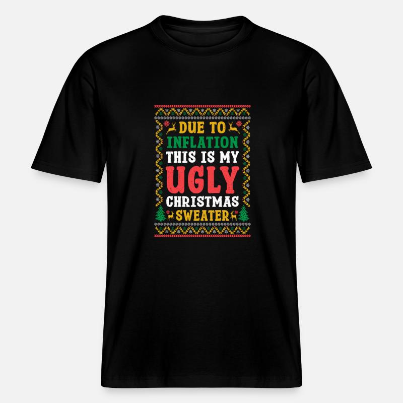 hässliche Weihnachtspullover - Inflation -  RELAXED FIT Unisex Organic T-Shirt - Schwarz