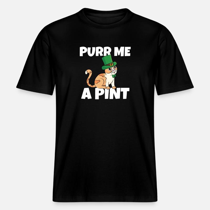 Saint-Patrick Vilain Chat Soiffé Leprechaun -  T-shirt unisexe RELAXED FIT en coton bio - noir