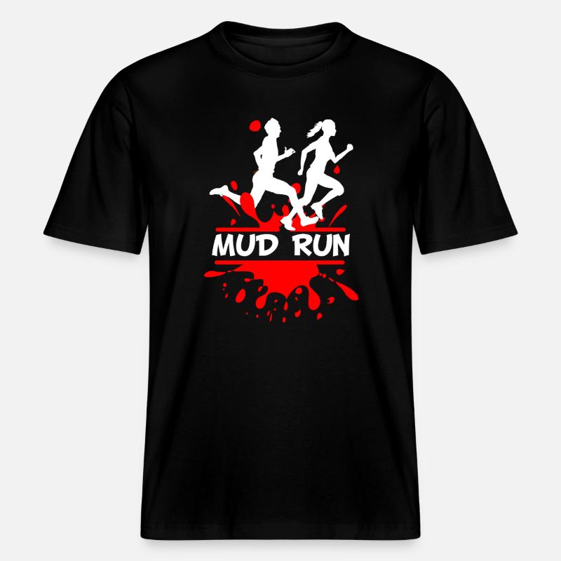 Mud Run Duo – Splash Runner Design -  RELAXED FIT Unisex Organic T-Shirt - Schwarz