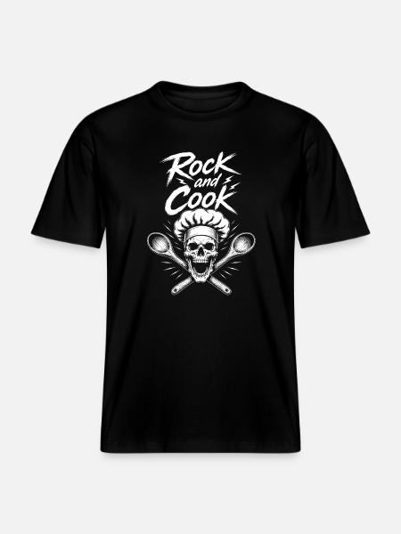Rock and Cook Skull Chef - RELAXED FIT Unisex Organic T-Shirt - black