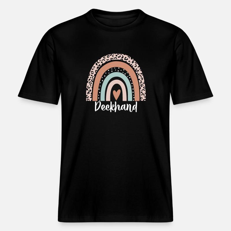 Deckhand Regenbogen Leopard Lustiger Decksmann -  RELAXED FIT Unisex Organic T-Shirt - Schwarz