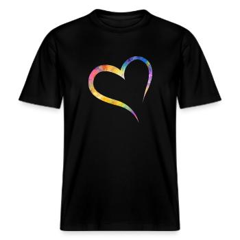 coeur multi couleur love -  T-shirt unisexe RELAXED FIT en coton bio - noir - Devant - Alina (178cm) & Michal (187cm)