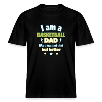 Papa Basketballer, Vatertagsgeschenk -  RELAXED FIT Unisex Organic T-Shirt - Schwarz - Vorne - Alina (178cm) & Michal (187cm)