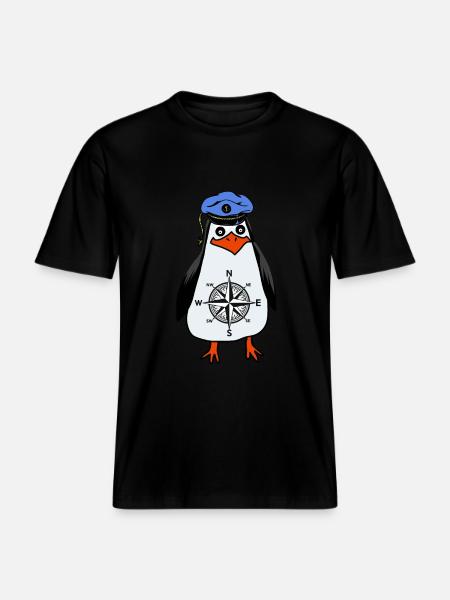 Penguin Maritim Captain Compass Windrose - RELAXED FIT Unisex Organic T-Shirt - black
