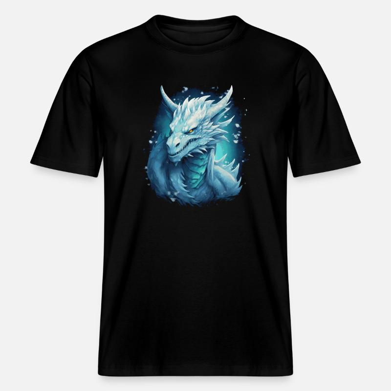 Eisdrache Fantasy Drache -  RELAXED FIT Unisex Organic T-Shirt - Schwarz