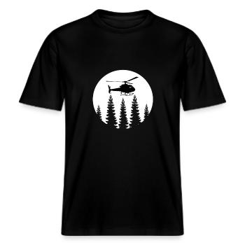 hélicoptère -  T-shirt unisexe RELAXED FIT en coton bio - noir - Devant - Alina (178cm) & Michal (187cm)