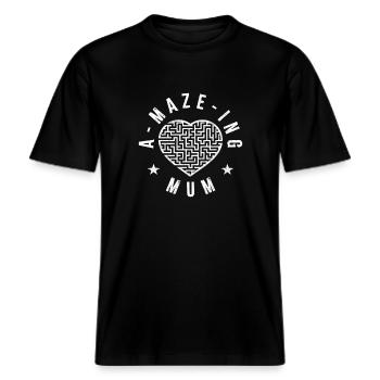 A-maze-ing Mama -  RELAXED FIT Unisex Organic T-Shirt - Schwarz - Vorne - Alina (178cm) & Michal (187cm)