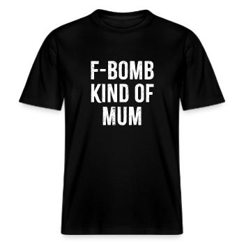 F Bombe Kinda Mama -  RELAXED FIT Unisex Organic T-Shirt - Schwarz - Vorne - Alina (178cm) & Michal (187cm)