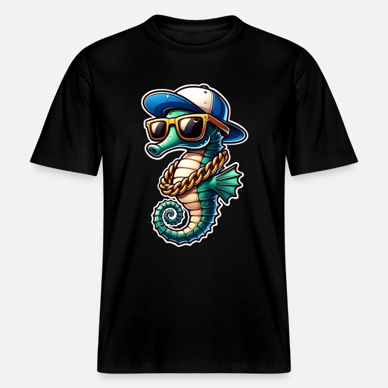 Seepferd Seepferdchen - RELAXED FIT Unisex Organic T-Shirt - Schwarz