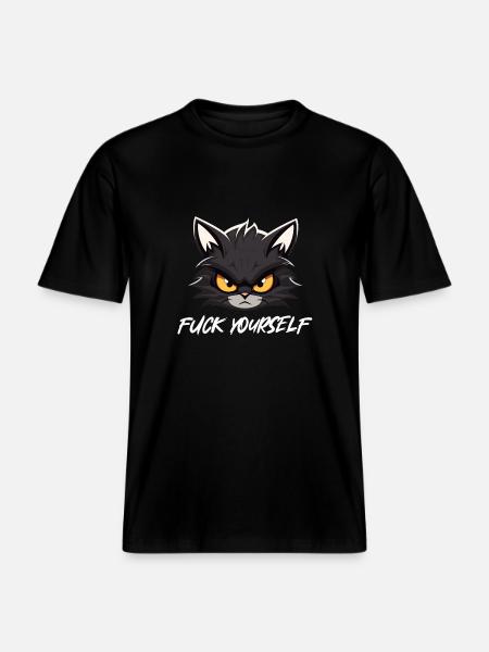 Black Cat Fuck YourSelf -  RELAXED FIT Unisex Organic T-Shirt - black