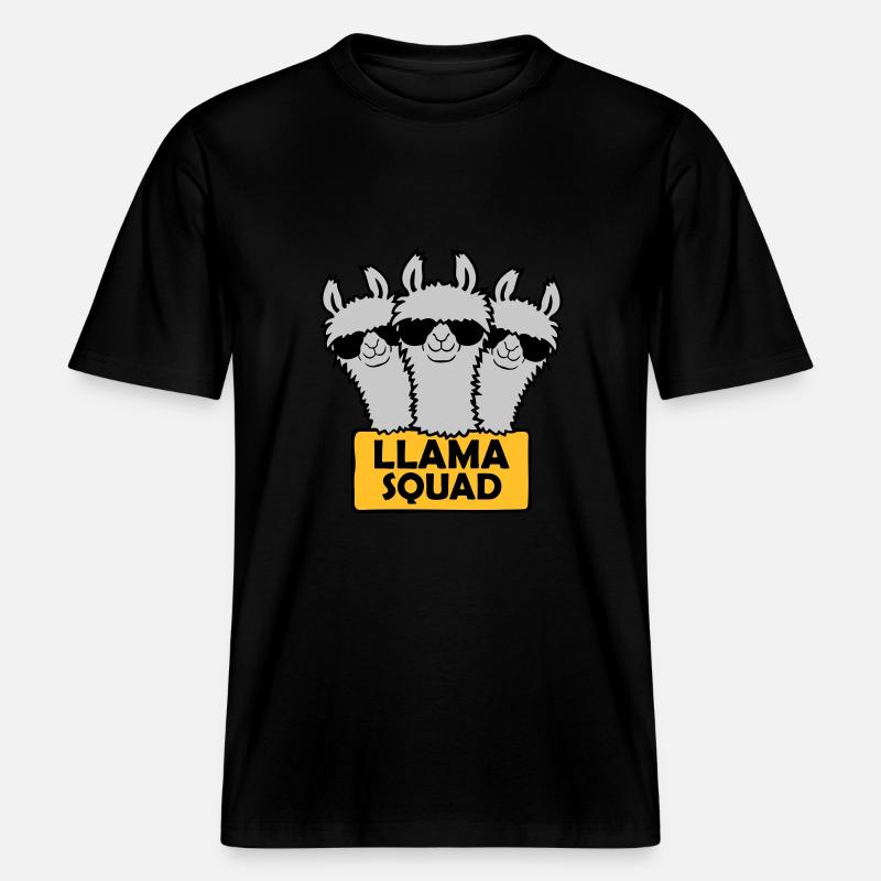 Conception de l’équipe Llama Squad -  T-shirt unisexe RELAXED FIT en coton bio - noir