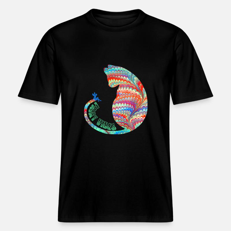 Chat avec fée E 72 -  T-shirt unisexe RELAXED FIT en coton bio - noir