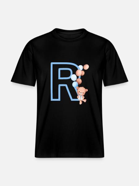 Blue letter r bear -  RELAXED FIT Unisex Organic T-Shirt - black