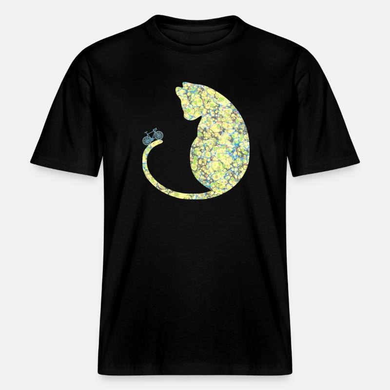 Chat avec vélo E 219 -  T-shirt unisexe RELAXED FIT en coton bio - noir
