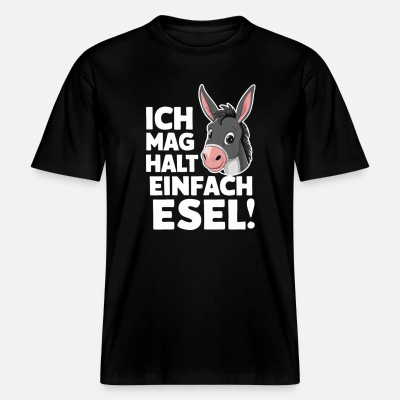 Esel Eselchen Maultier Muli - RELAXED FIT Unisex Organic T-Shirt - Schwarz