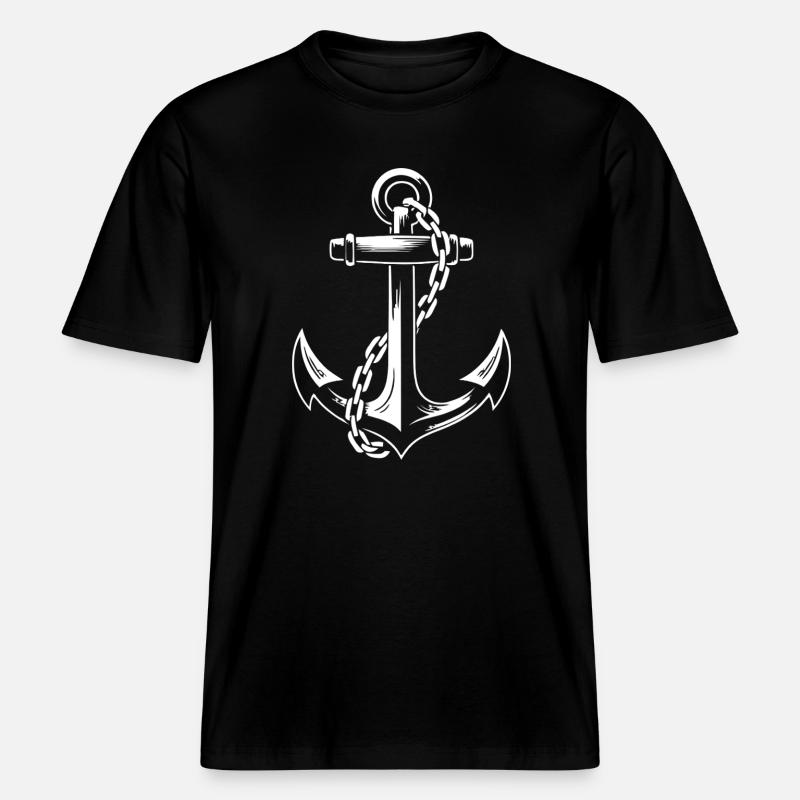 Robuster Schiffsanker mit Kette -  RELAXED FIT Unisex Organic T-Shirt - Schwarz