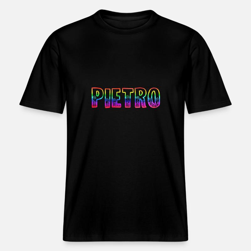 pietro rs arc-en-ciel -  T-shirt unisexe RELAXED FIT en coton bio - noir