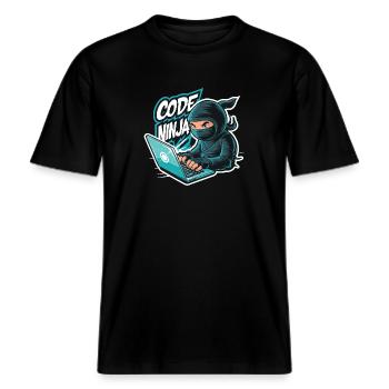 Code Ninja Programmeur Développeur de logiciels -  T-shirt unisexe RELAXED FIT en coton bio - noir - Devant - Alina (178cm) & Michal (187cm)