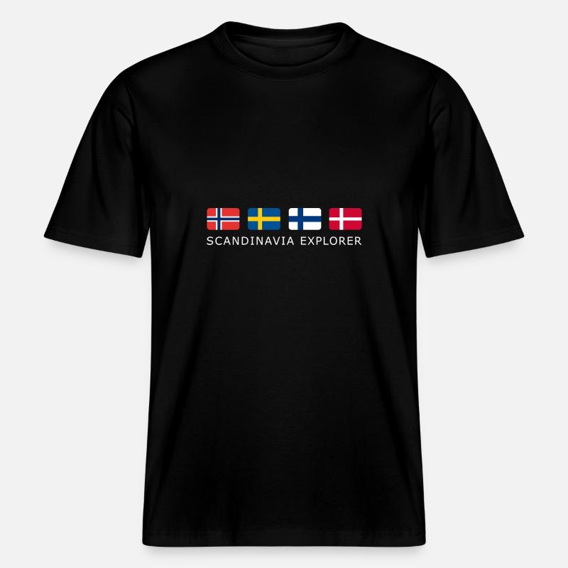 SCANDINAVIA EXPLORER white-lettered -  T-shirt unisexe RELAXED FIT en coton bio - noir