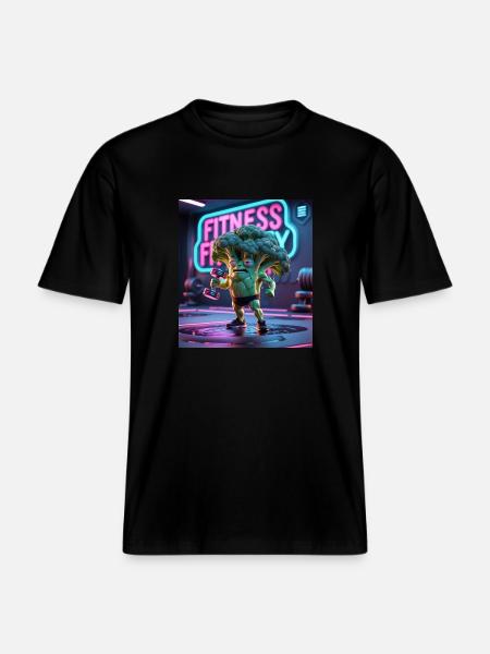 Cartoon Broccoli Gym - RELAXED FIT Unisex Organic T-Shirt - black