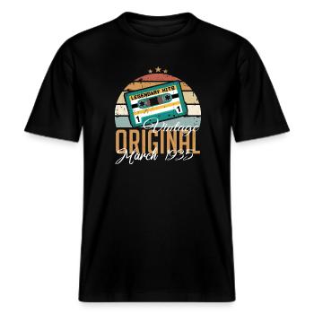 März 1935 - Geburtstagsgeschenk -  RELAXED FIT Unisex Organic T-Shirt - Schwarz - Vorne - Alina (178cm) & Michal (187cm)