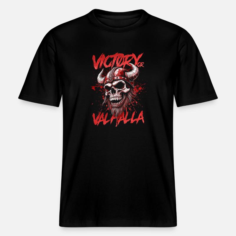 Nordischer Wikingersieg oder Walhalla -  RELAXED FIT Unisex Organic T-Shirt - Schwarz