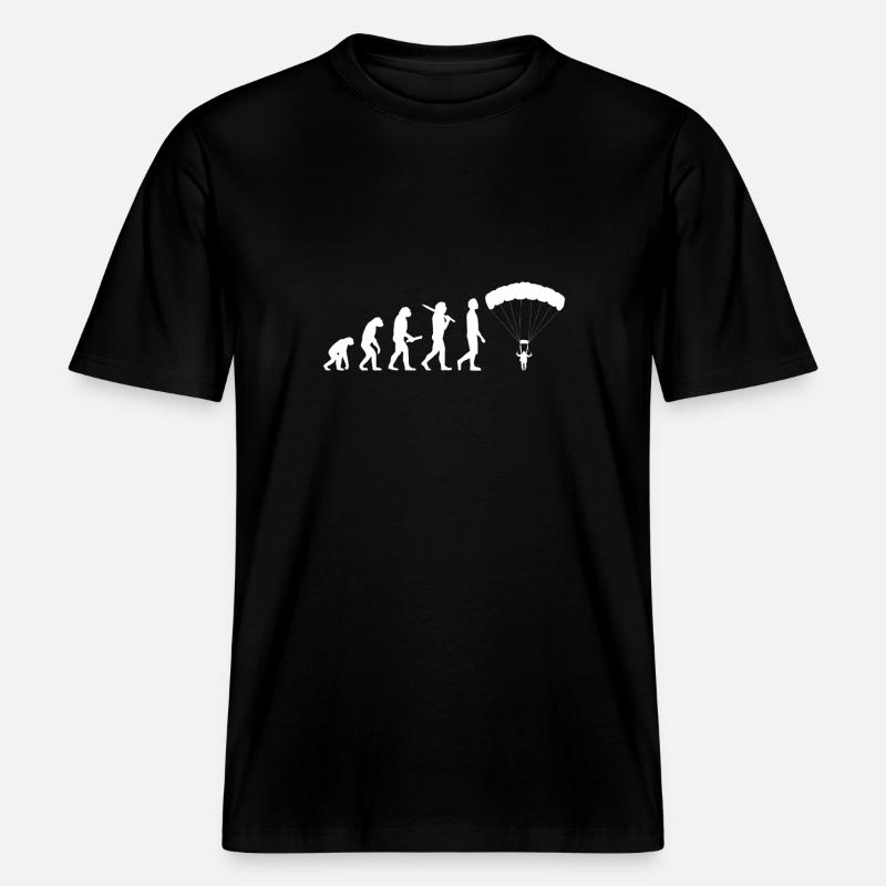 Skydiving Evolution -  RELAXED FIT Unisex Organic T-Shirt - black
