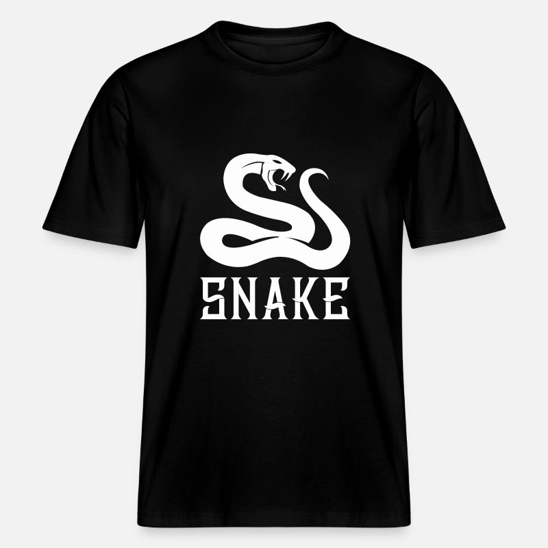 serpent blanc -  T-shirt unisexe RELAXED FIT en coton bio - noir