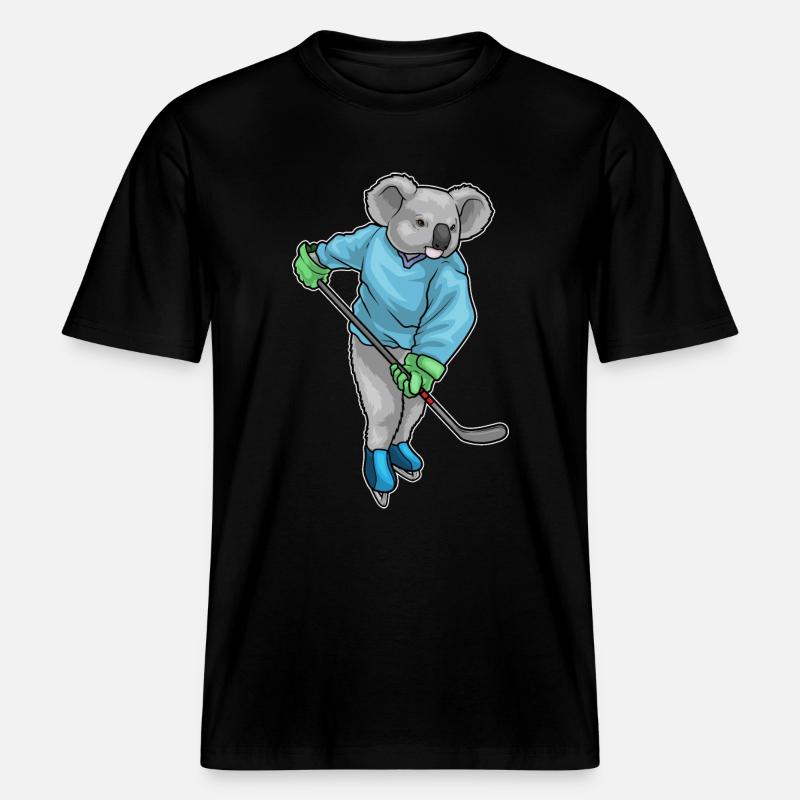 Koala Eishockey Eishockeyschläger -  RELAXED FIT Unisex Organic T-Shirt - Schwarz