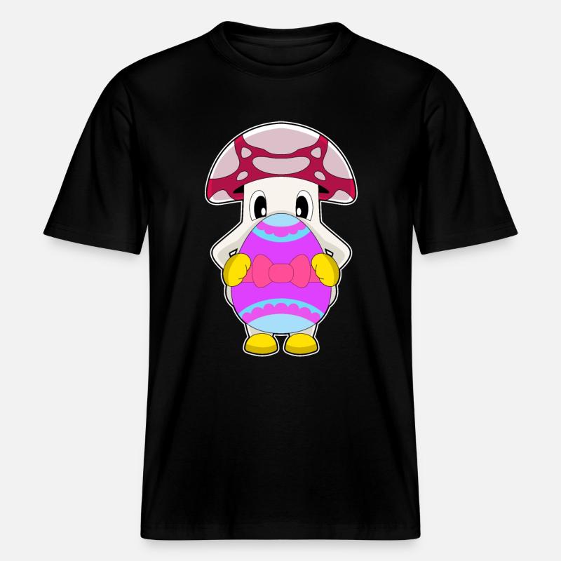 Mushroom Easter Easter Egg -  RELAXED FIT Unisex Organic T-Shirt - black